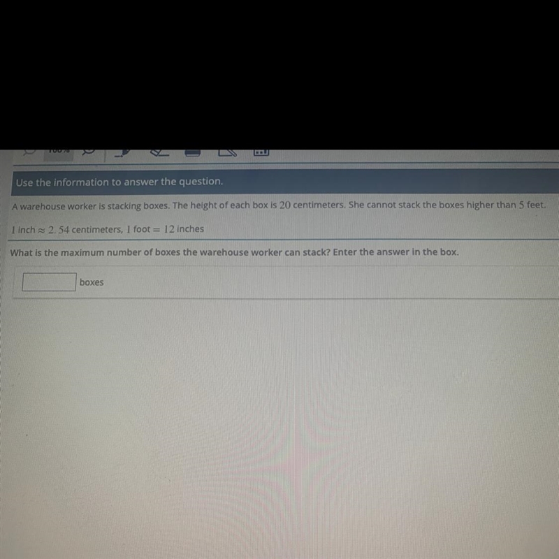 HELPPP ASAP!! A warehouse worker is stacking boxes. The height of each box is 20 centimeters-example-1