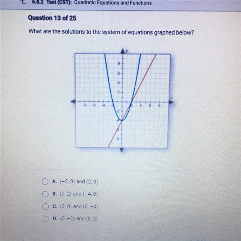 What are the solutions to the system of equations graphed above-example-1