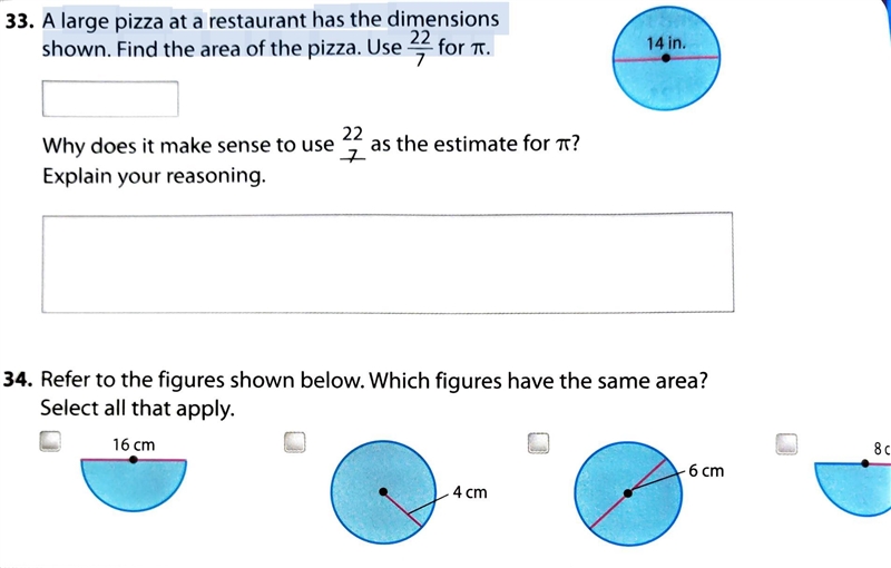 A large pizza at a restaurant has the dimensions shown. Find the area of the pizza-example-1