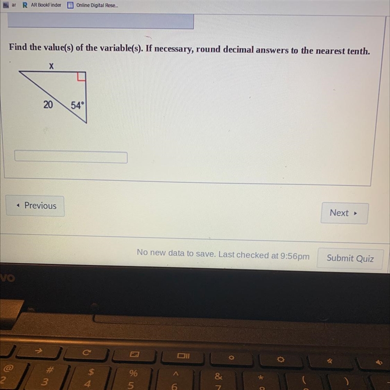 Find the value(s) of the variable(s). If necessary, round decimal answers to the nearest-example-1