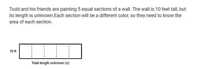 Write an expression for the area of each section of the wall. ***NOTE, that x is the-example-1