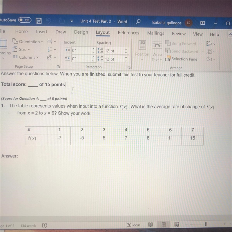 1. The table represents values when input into a function f(x). What is the average-example-1