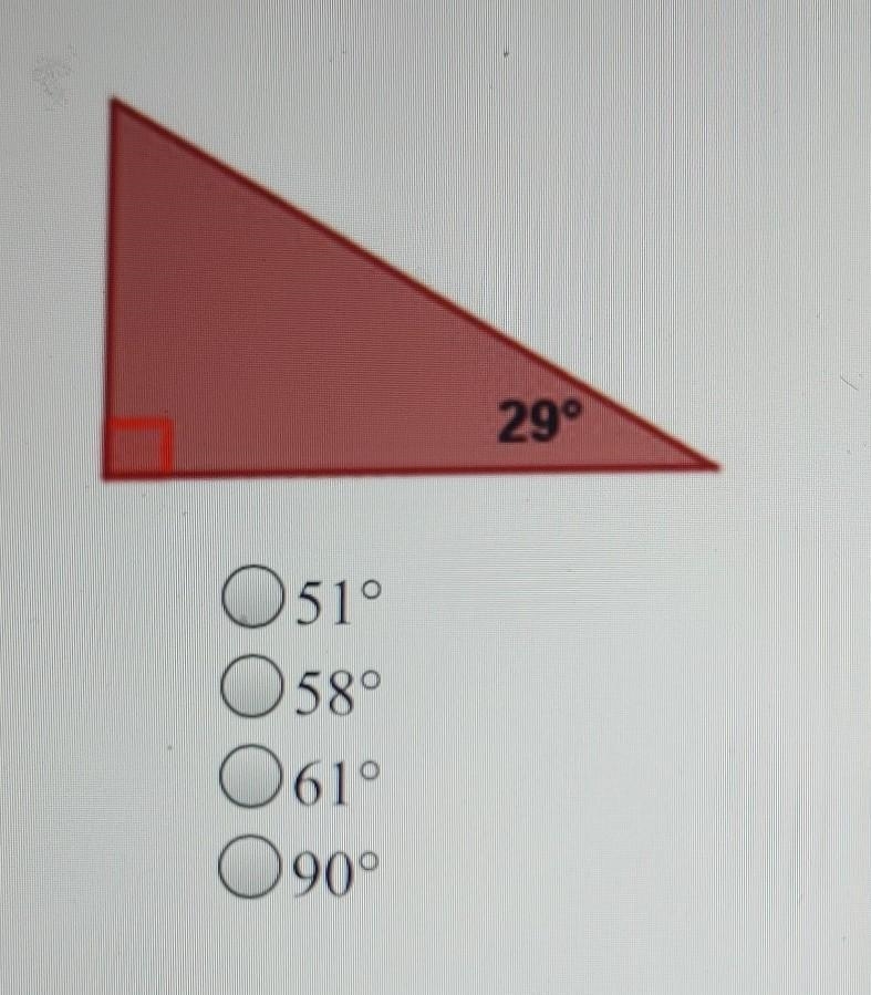 What is the missing degree measure of the third angle of the triangle below? A.51° B-example-1