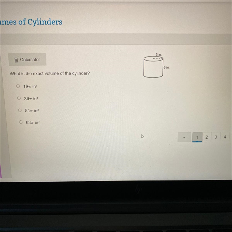 What is the exact volume of the cylinder? Picture above or below.-example-1