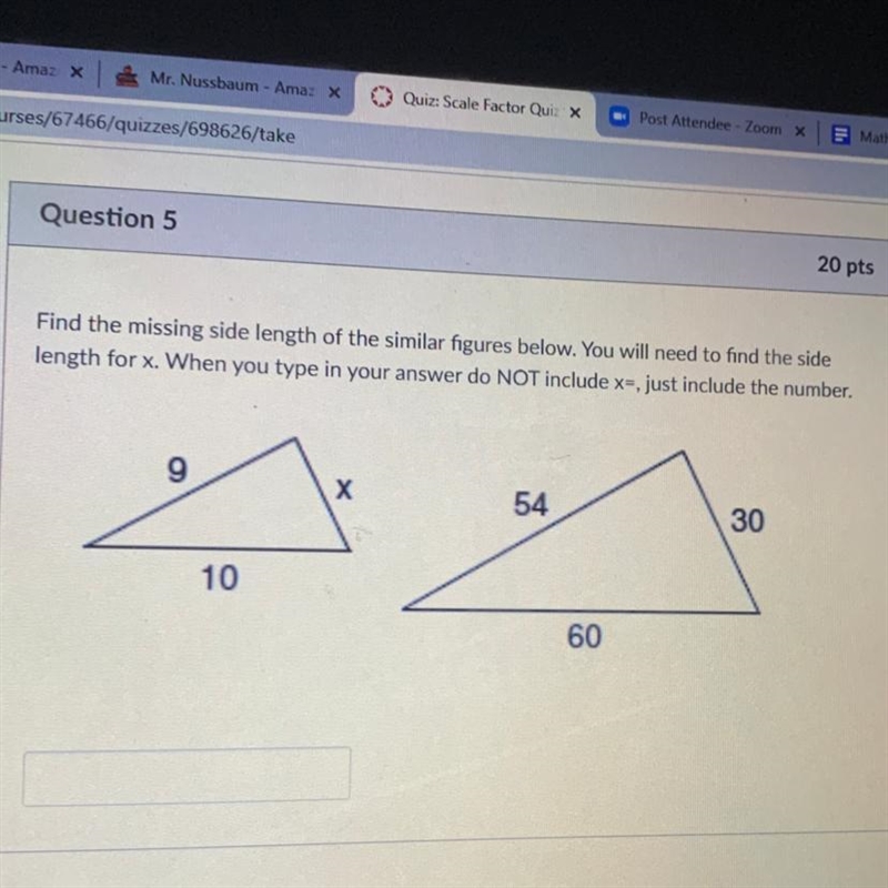 When you type in your answer do not include x=, just include the number-example-1