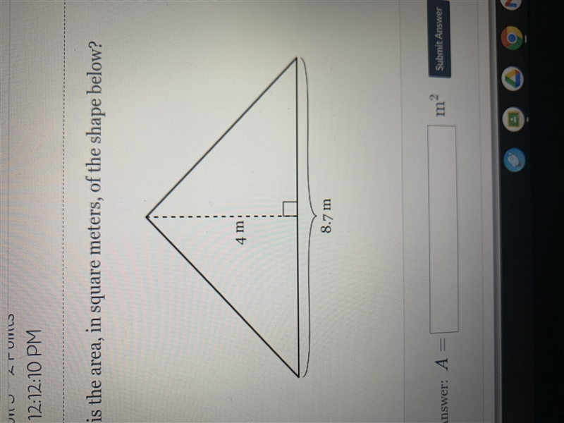 What is the area in square meters of the shape below 4m 8.7m-example-1