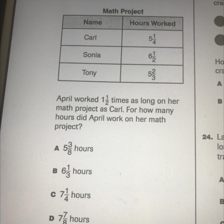 April worked 1 1/2 times as long on her math project as Carl. For how many hours did-example-1