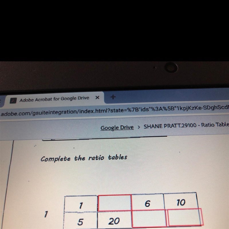 Complete the ratio tables?-example-1