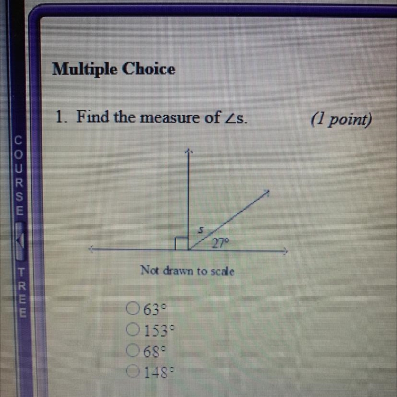 1. Find the measure to S 63 153 68 148 all are in degrees btw-example-1