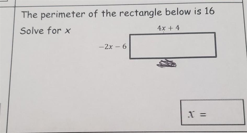 The perimeter of the rectangle below is 16 Solve for X​-example-1