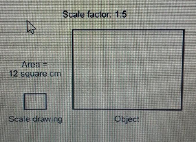 What is the area of the real object that the scale drawing models? a. 300 square cm-example-1