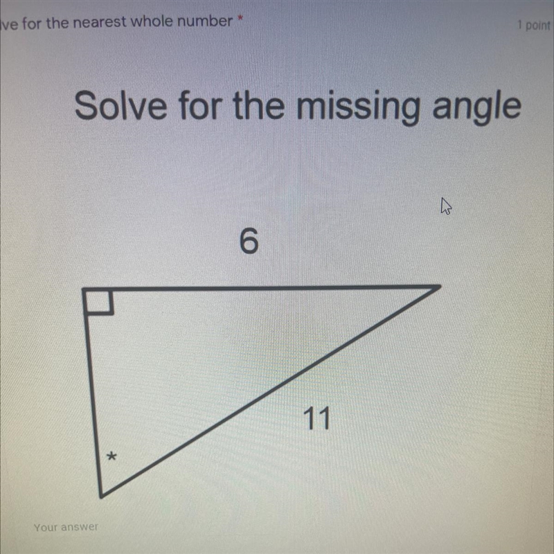 Solve for the nearest whole number Solve for the missing angle-example-1