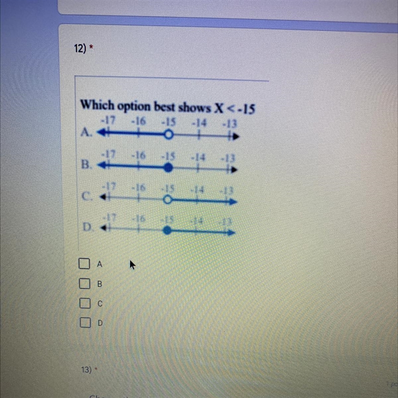 Which option best shows X < -15-example-1