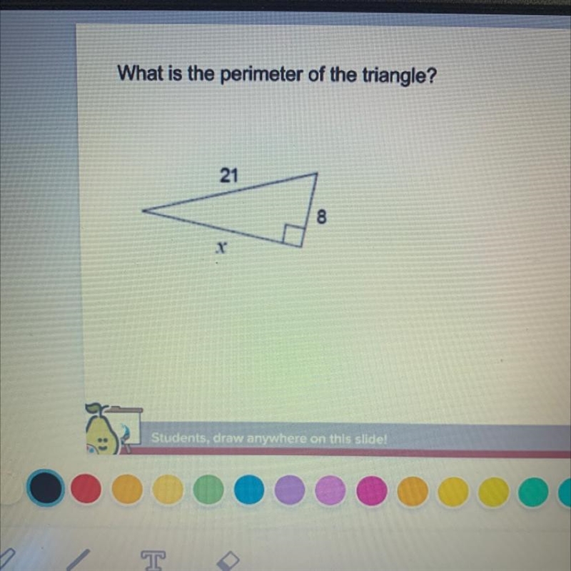 What is the perimeter of the triangle? 21 8 X-example-1