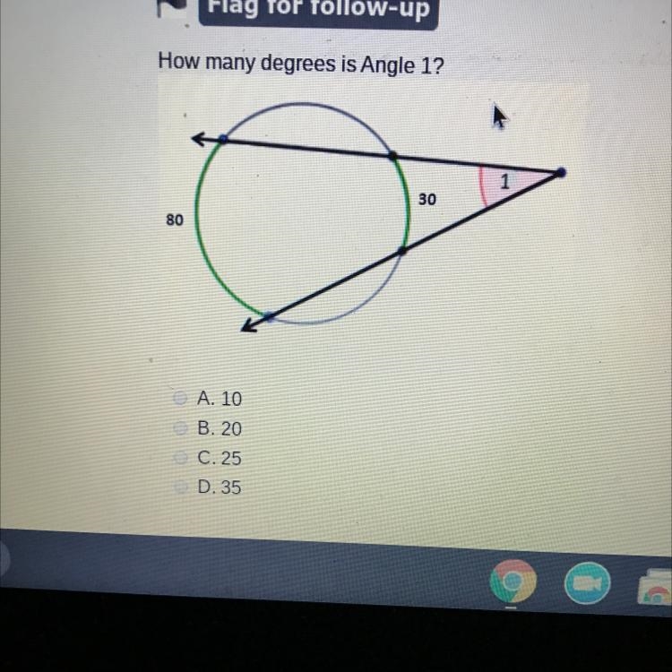 How many degrees is Angle 1? 1 1 30 80-example-1