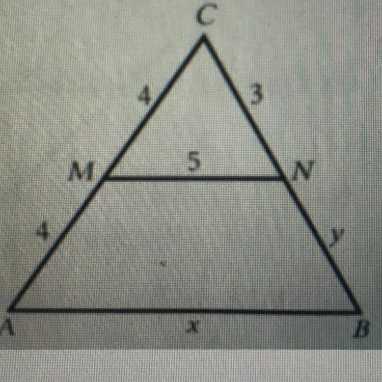 Find x and y, when AB and MN are similar Please I need your help quickly-example-1