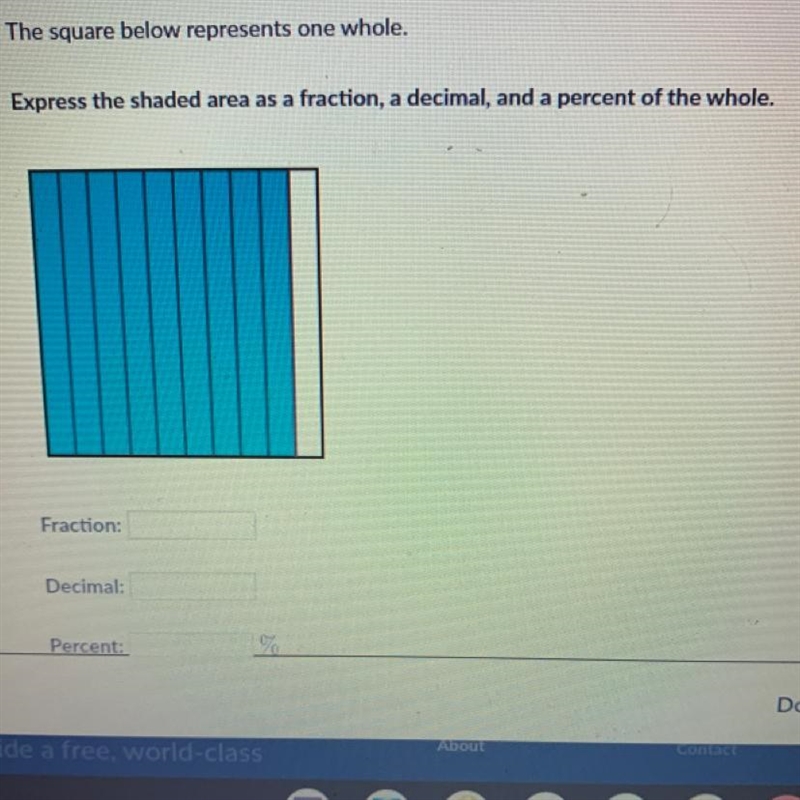 Fraction: Decimal: Percent:-example-1