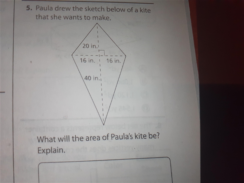 Paula drew the sketch below of the kite that she wants to make. Part b what will the-example-1