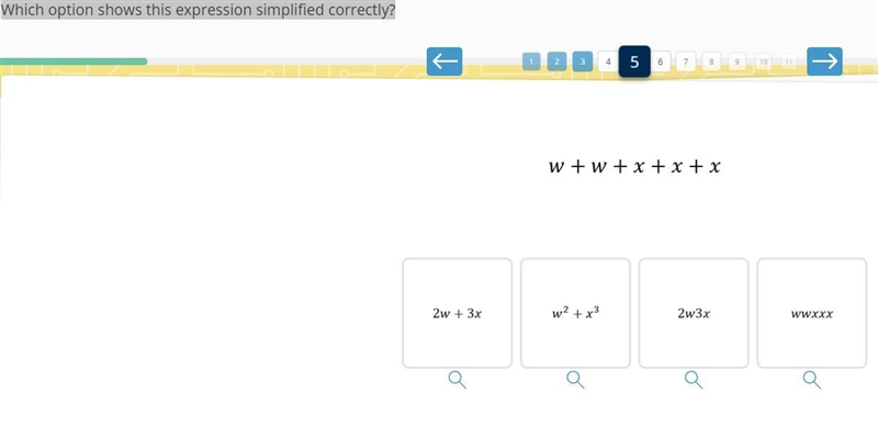 Q5. Evaluate this expression when a=6 Q6. Which option shows this expression simplified-example-2