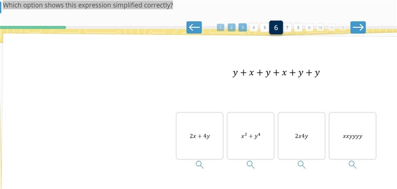 Q5. Evaluate this expression when a=6 Q6. Which option shows this expression simplified-example-3