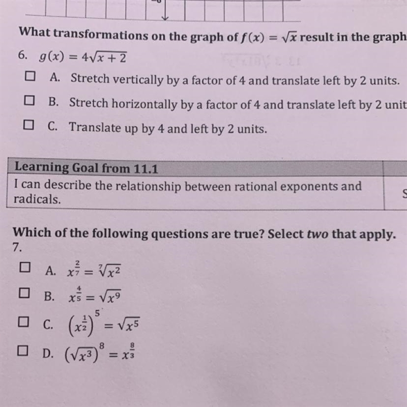 Which of the following questions are true? Select two that apply.-example-1