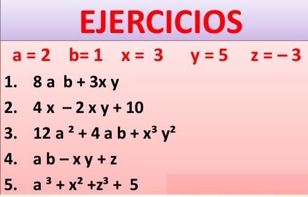 Tema: valor numérico de expresiones algebraicas A= 2 B= 1 X= 3 Y= 5 Z= -3-example-1