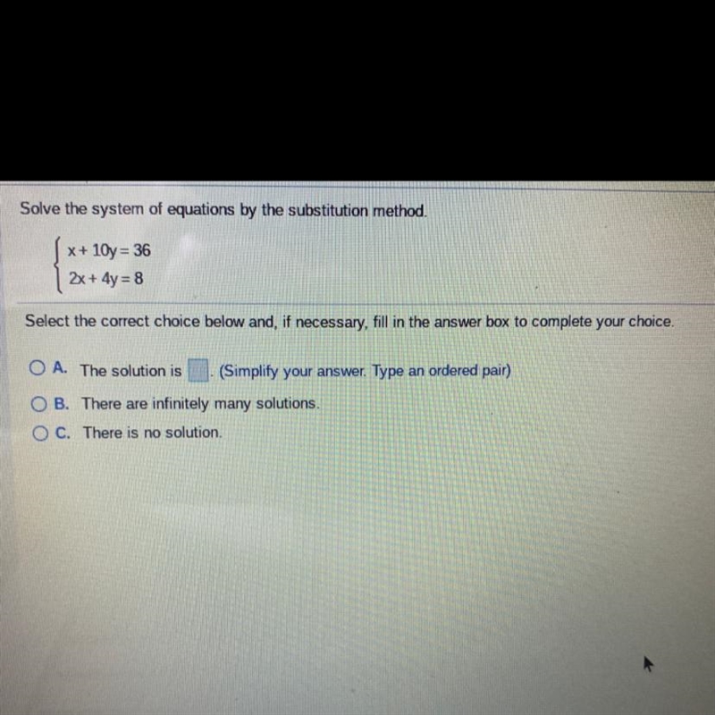 Solve the system of equations by the substitution method-example-1