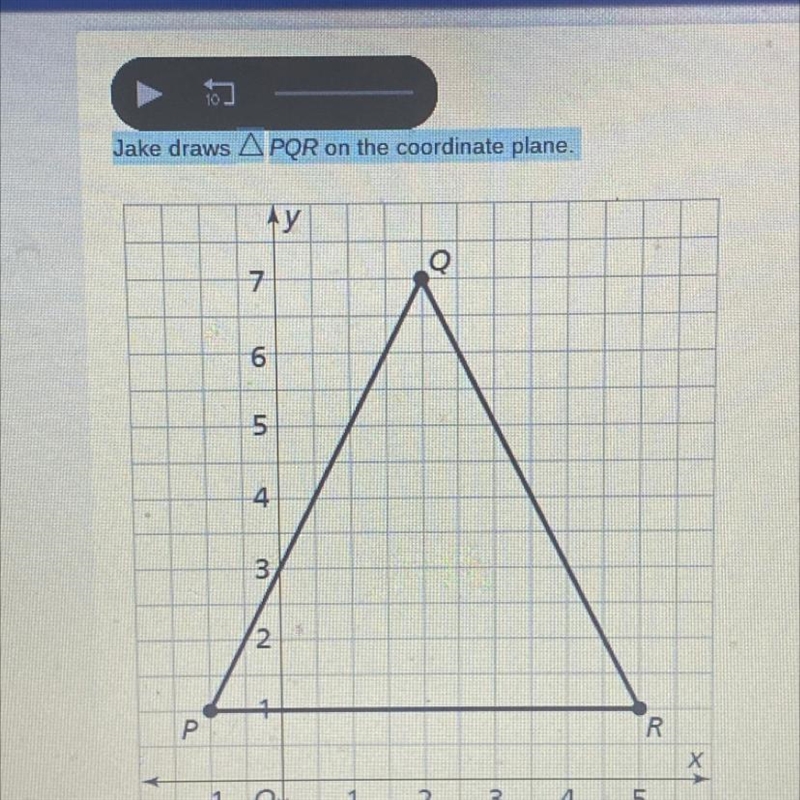 Jake draws A POR on the coordinate plane A. 20.13 units B. 19.42 unit C. 18.71units-example-1