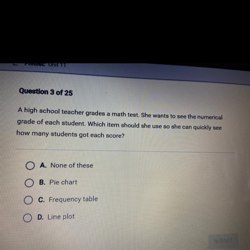 A high school teacher grades a math test. She wants to see the numerical grade of-example-1