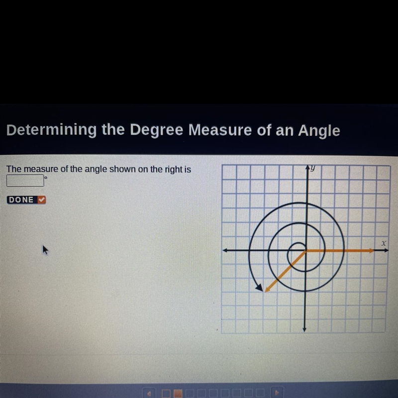 The measure of the angle shown on the right is (blank)-example-1