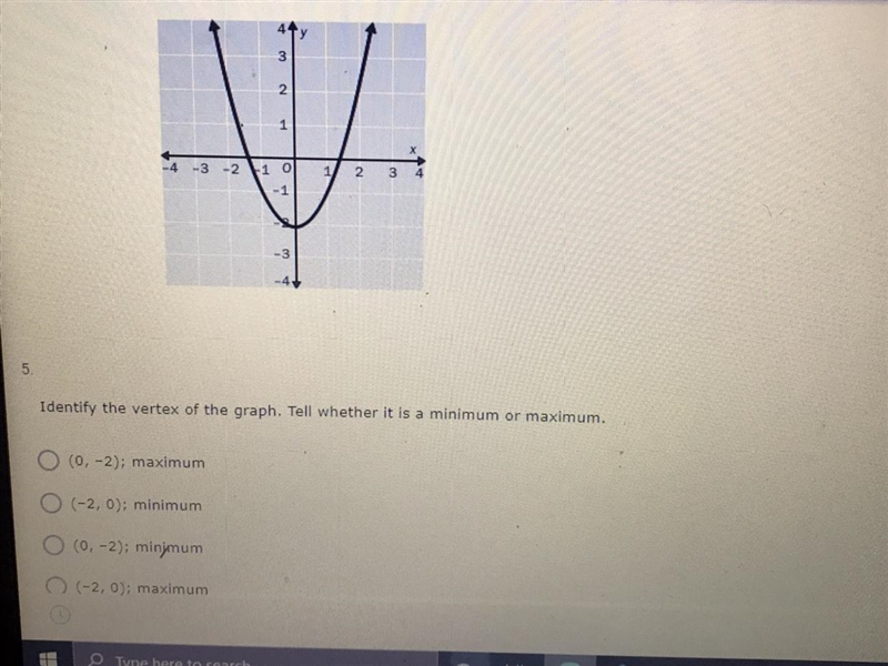 Identify the vertex of the graph. Tell weather it is minimum or maximum.-example-1