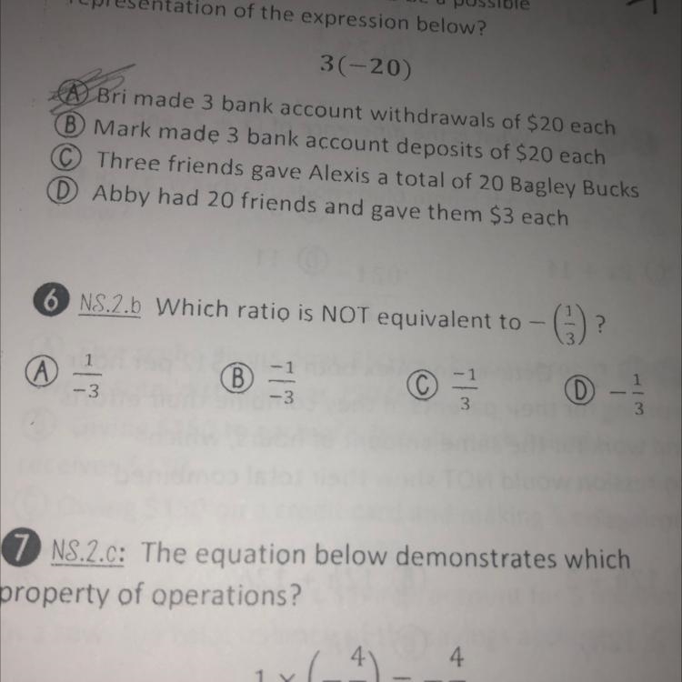 Which ratio is not equivalent to -(1/3) (#6)-example-1