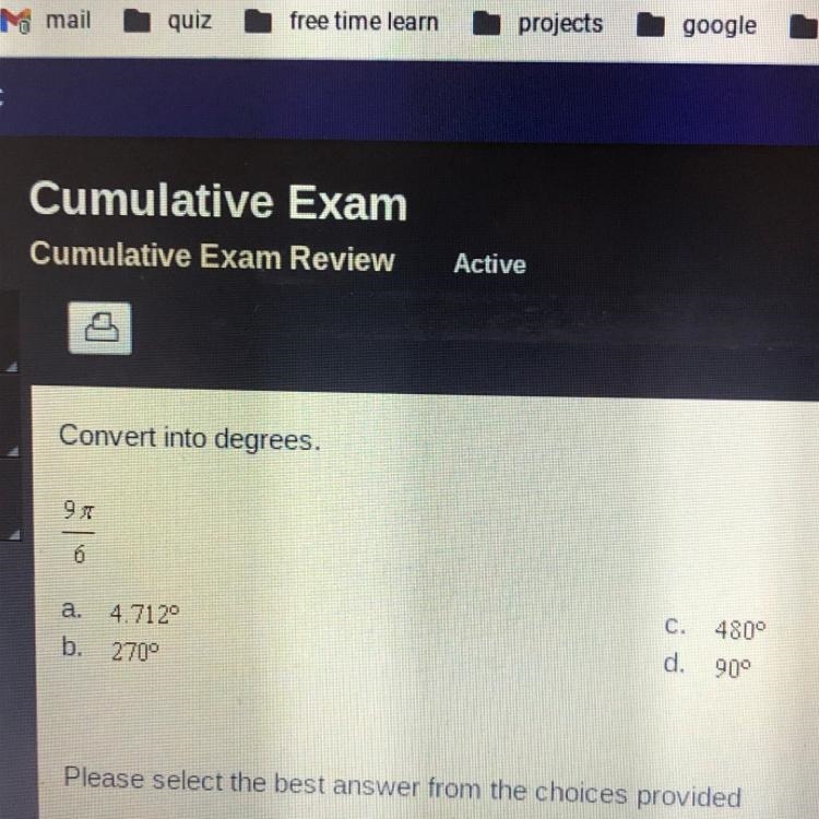 Convert into degrees. 9pi/6-example-1