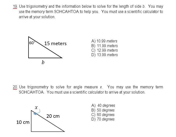 Use trigonometry and the information below to solve for the length of side b. You-example-1