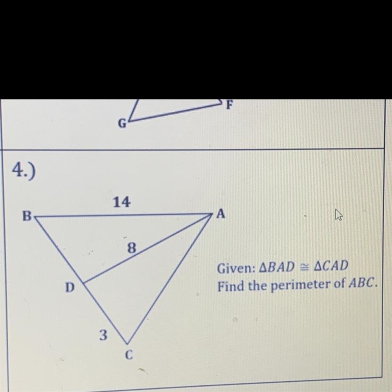 Given: BAD = CAD. Find the perimeter of ABC. please help, the grading quarter ends-example-1