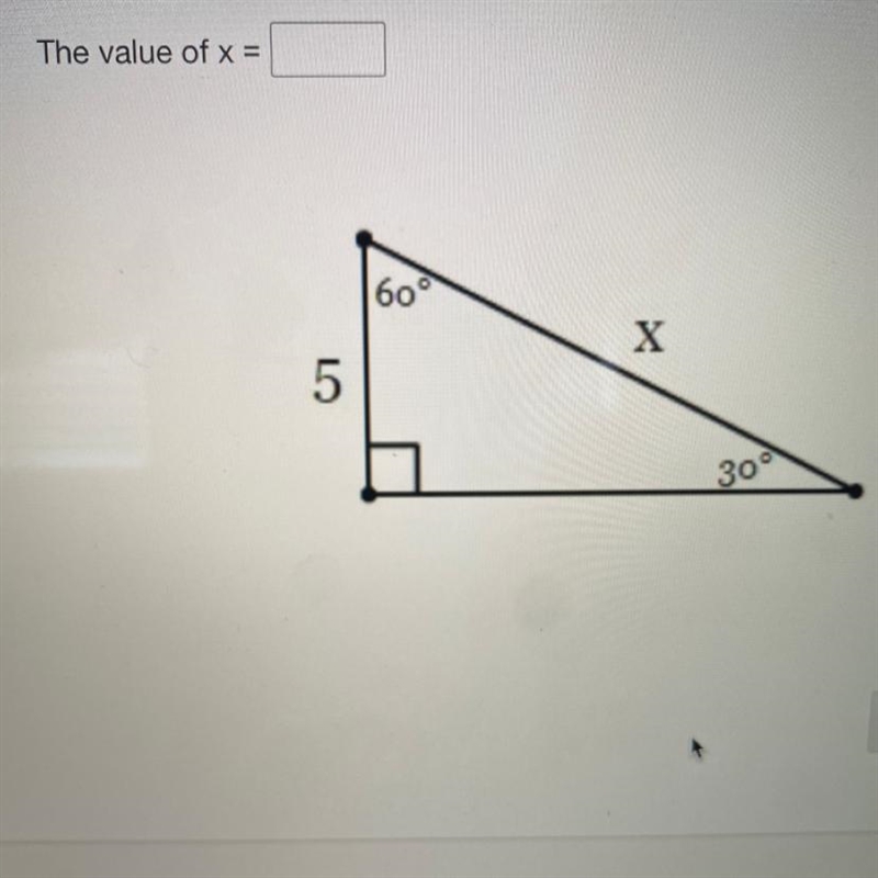 The value of x = 60° 5 x 30°-example-1