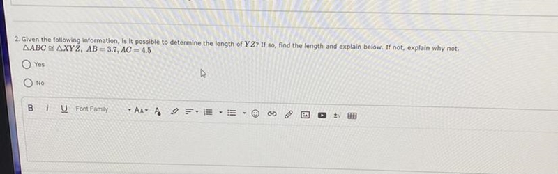 2. Given the following information, is it possible to determine the length of YZ? If-example-1