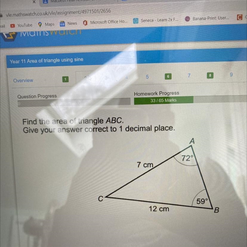 Find area of triangle ABC-example-1