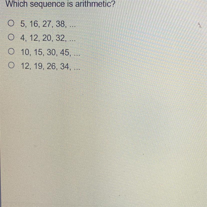 Which sequence is arithmetic?-example-1