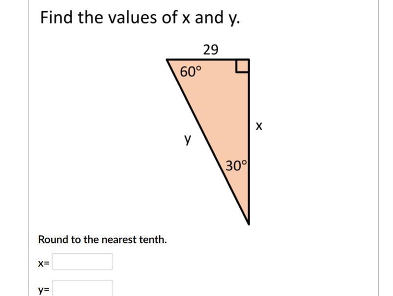 Round to the nearest tenth. x= y=-example-1