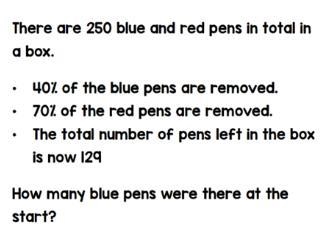 PLEASE HELP ME!!! How many blue pens were there to start with?-example-1