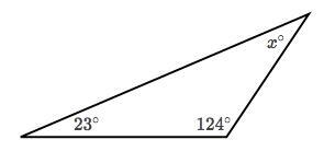 Which statement is true? x = 157, because 180 - 23 = 157 x = 33, because 180 - (124 + 23) = 33 x-example-1