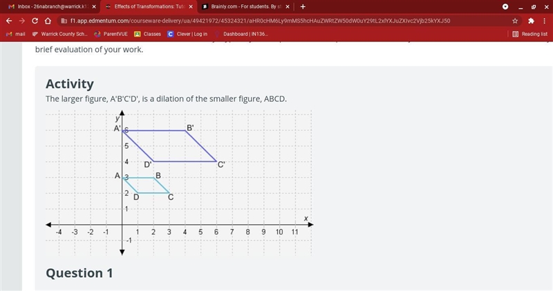 What is the scale factor of the dilation?-example-1