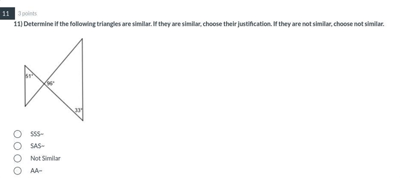 Determine if the following triangles are similar. If they are similar, choose their-example-1