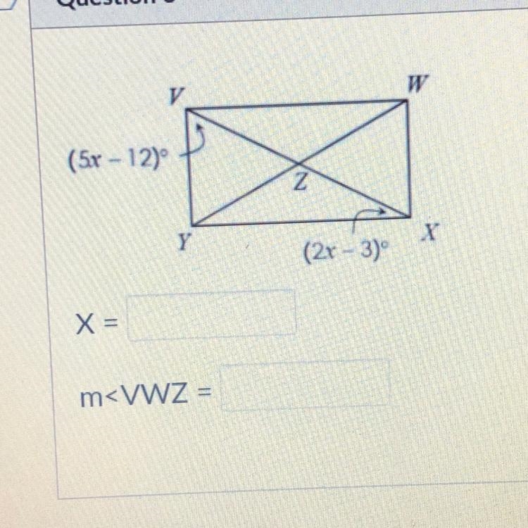 W (5x- 12) z Y (2x - 3)° X = m-example-1