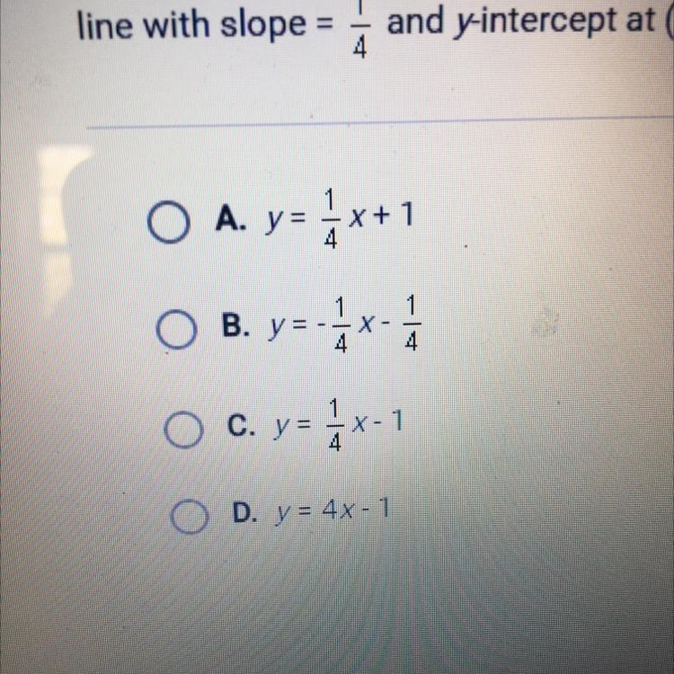 Which of the following is the equation of a line in slope-intercept form for a line-example-1