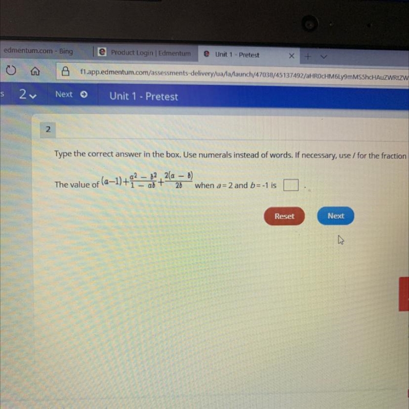 The value of la-1)+q? --- 2 4210 ) when a = 2 and b= -1 is-example-1