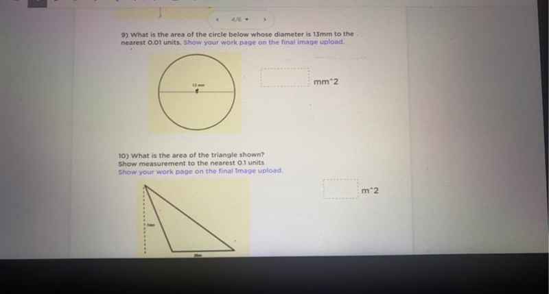 Need help asap with these two questions !! What is the area of the circle below who-example-1