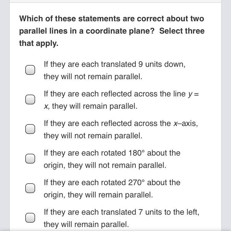 Which of these statements are correct about two parallel lines in a coordinate plane-example-1