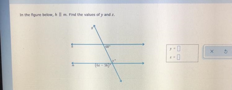 Need help finding the values of y and z-example-1